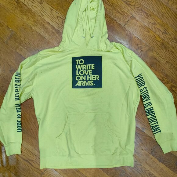 TWLOHA- neon yellow hoodie- Hope is Real. Help Is Real, Your Story is Important - Picture 1 of 9